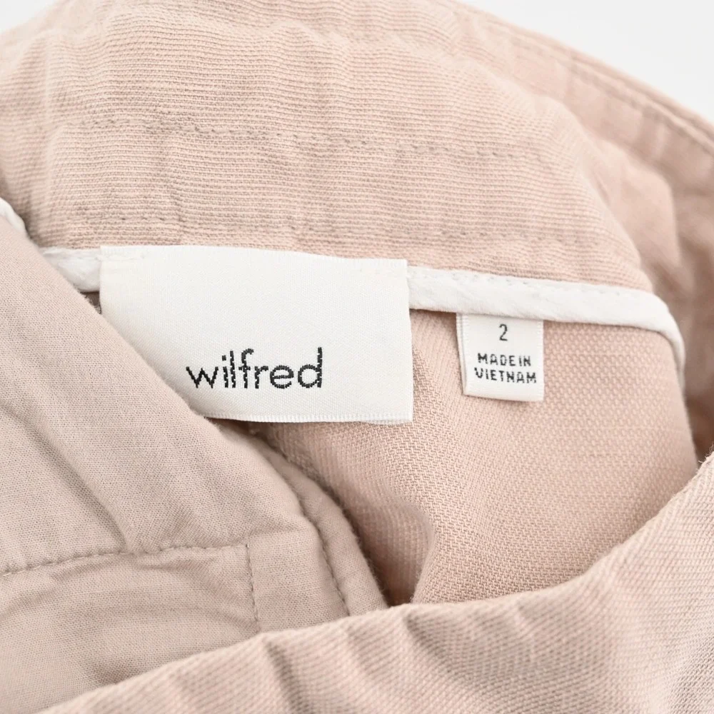 Aritzia Wilfred Allant Cropped Pants Womens Size 2 Pink Linen Boho Chic
